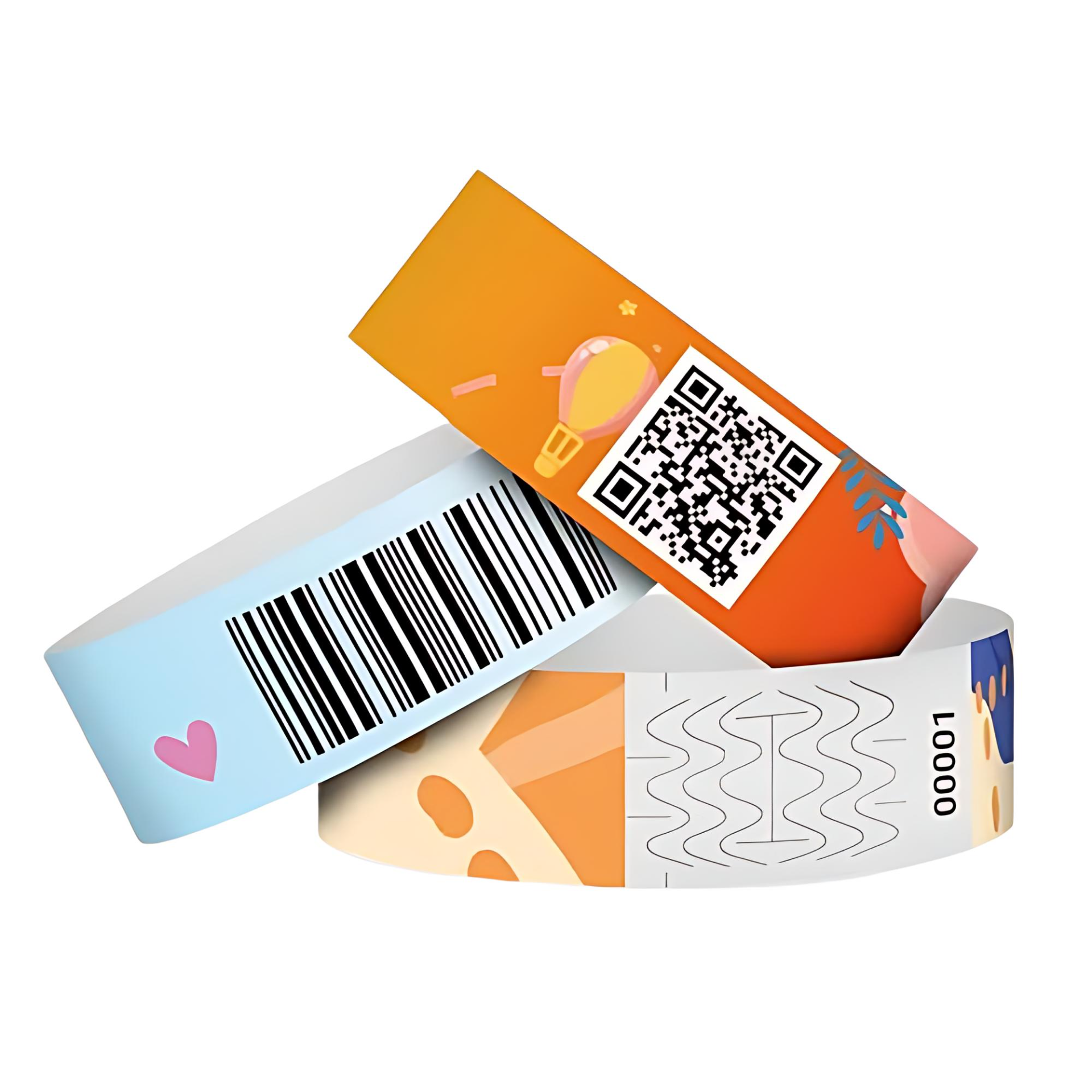 Barkodlu ve QR Kodlu Tyvek Bileklik